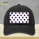 Purple White Dots Oil Rubbed Novelty License Plate Hat Unconstructed Cotton / Black