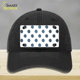 Light Blue White Dots Oil Rubbed Novelty License Plate Hat Unconstructed Cotton / Black