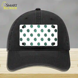 Mint White Dots Oil Rubbed Novelty License Plate Hat Unconstructed Cotton / Black