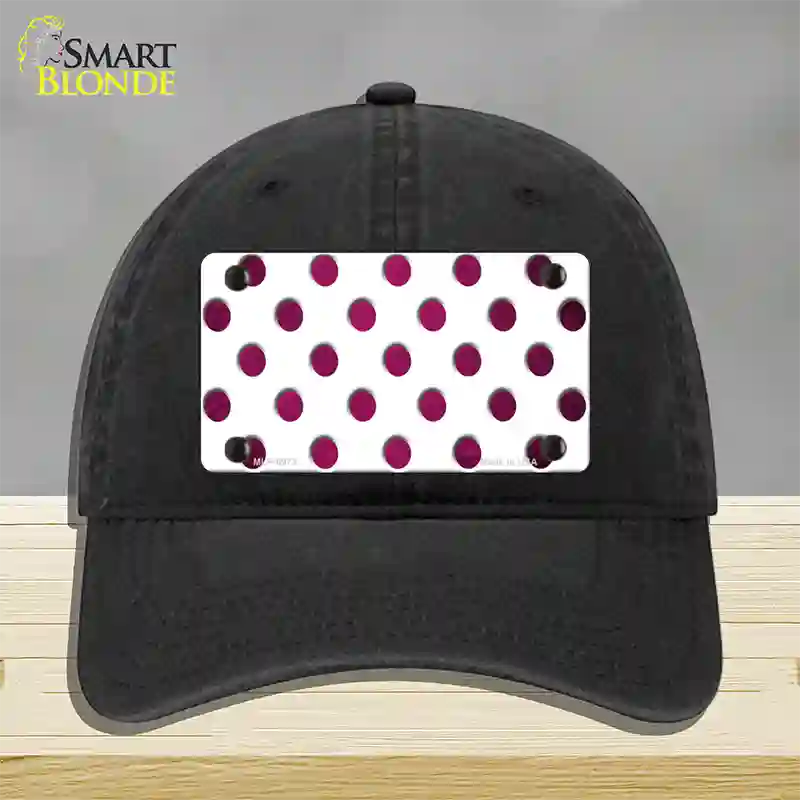 Pink White Dots Oil Rubbed Novelty License Plate Hat Unconstructed Cotton / Black