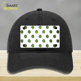 Lime Green White Dots Oil Rubbed Novelty License Plate Hat Unconstructed Cotton / Black