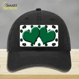 Green White Dots Hearts Oil Rubbed Novelty License Plate Hat Unconstructed Cotton / Black