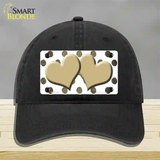 Gold White Dots Hearts Oil Rubbed Novelty License Plate Hat Unconstructed Cotton / Black