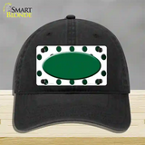 Green White Dots Oval Oil Rubbed Novelty License Plate Hat Unconstructed Cotton / Black