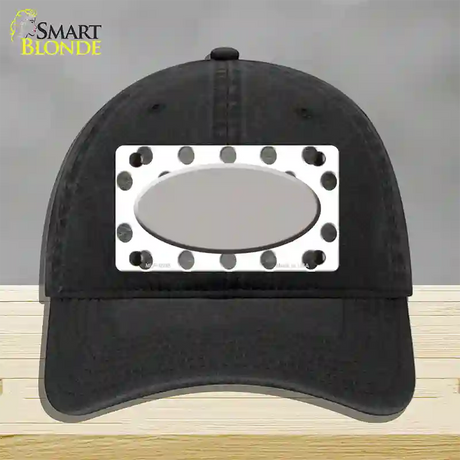 Gray White Dots Oval Oil Rubbed Novelty License Plate Hat Unconstructed Cotton / Black