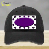 Purple White Dots Oval Oil Rubbed Novelty License Plate Hat Unconstructed Cotton / Black