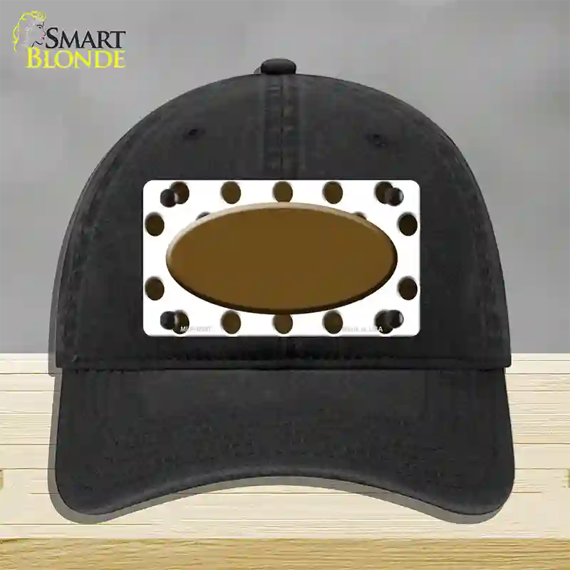 Brown White Dots Oval Oil Rubbed Novelty License Plate Hat Unconstructed Cotton / Black