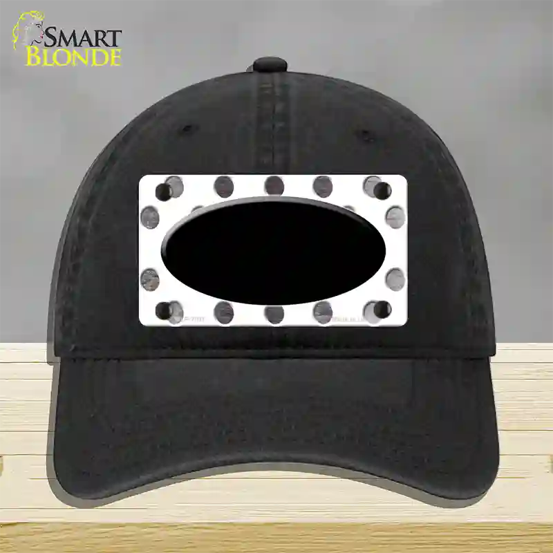 Black White Dots Oval Oil Rubbed Novelty License Plate Hat Unconstructed Cotton / Black