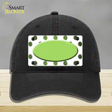 Lime Green White Dots Oval Oil Rubbed Novelty License Plate Hat Unconstructed Cotton / Black