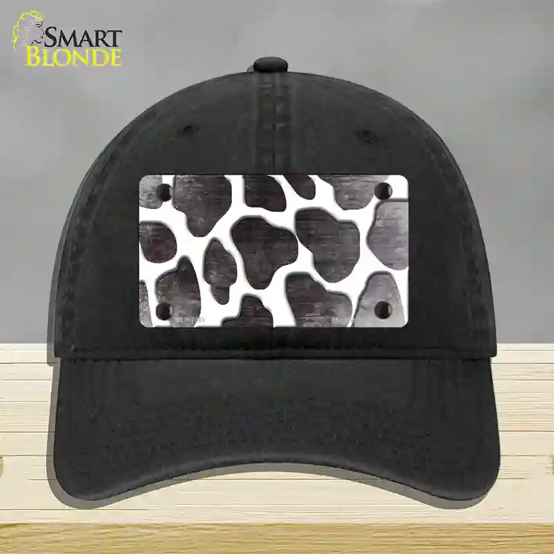 Black White Giraffe Oil Rubbed Novelty License Plate Hat Unconstructed Cotton / Black