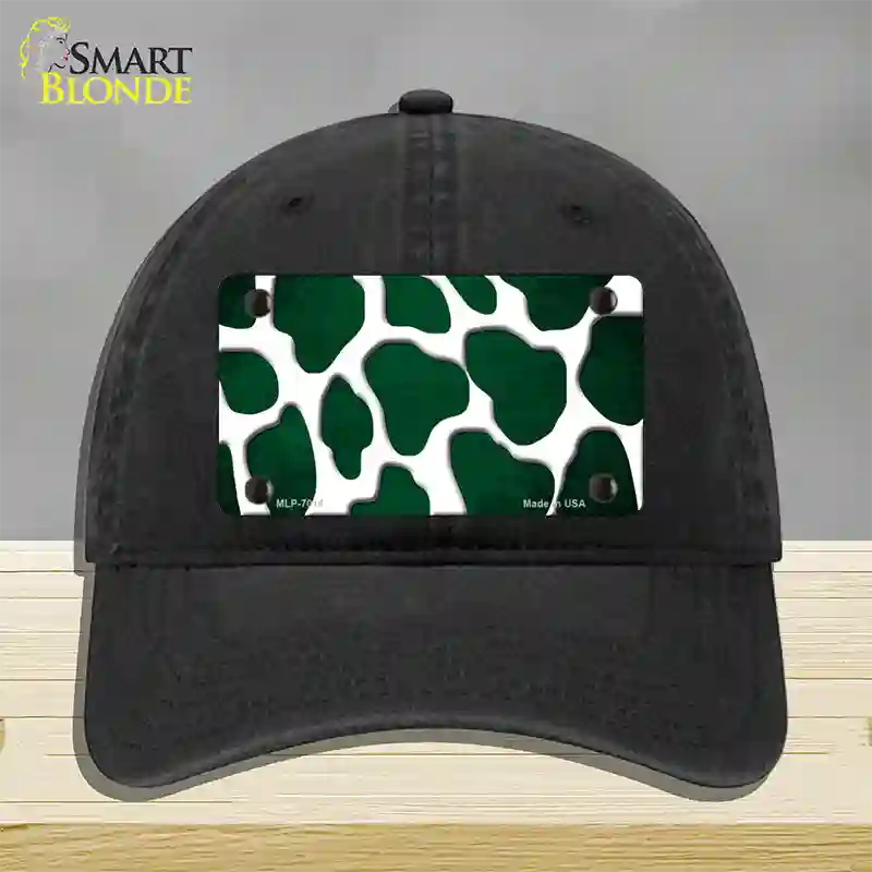 Green White Giraffe Oil Rubbed Novelty License Plate Hat Unconstructed Cotton / Black