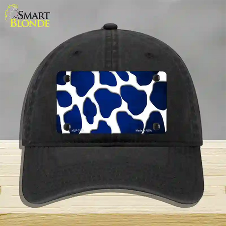 Blue White Giraffe Oil Rubbed Novelty License Plate Hat Unconstructed Cotton / Black