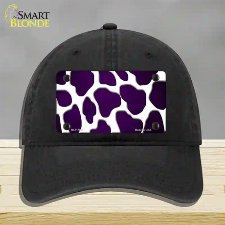 Purple White Giraffe Oil Rubbed Novelty License Plate Hat Unconstructed Cotton / Black