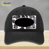 Black White Oval Giraffe Oil Rubbed Novelty License Plate Hat Unconstructed Cotton / Black