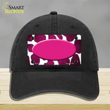 Pink White Oval Giraffe Oil Rubbed Novelty License Plate Hat Unconstructed Cotton / Black