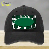 Green White Oval Giraffe Oil Rubbed Novelty License Plate Hat Unconstructed Cotton / Black