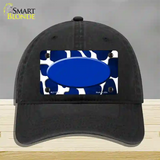 Blue White Oval Giraffe Oil Rubbed Novelty License Plate Hat Unconstructed Cotton / Black