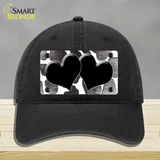 Black White Hearts Giraffe Oil Rubbed Novelty License Plate Hat Unconstructed Cotton / Black