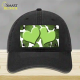 Lime Green White Hearts Giraffe Oil Rubbed Novelty License Plate Hat Unconstructed Cotton / Black