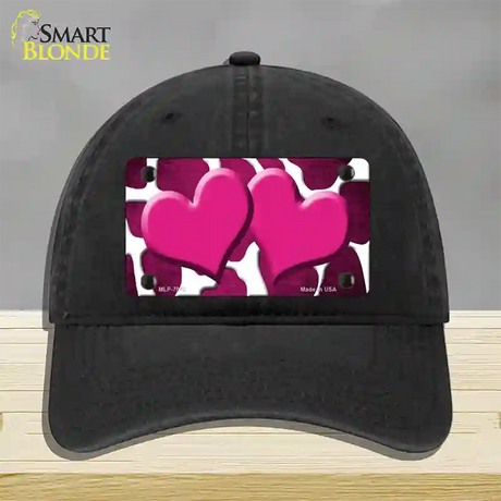 Pink White Hearts Giraffe Oil Rubbed Novelty License Plate Hat Unconstructed Cotton / Black