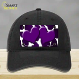 Purple White Hearts Giraffe Oil Rubbed Novelty License Plate Hat Unconstructed Cotton / Black