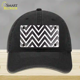 Black White Chevron Oil Rubbed Novelty License Plate Hat Unconstructed Cotton / Black