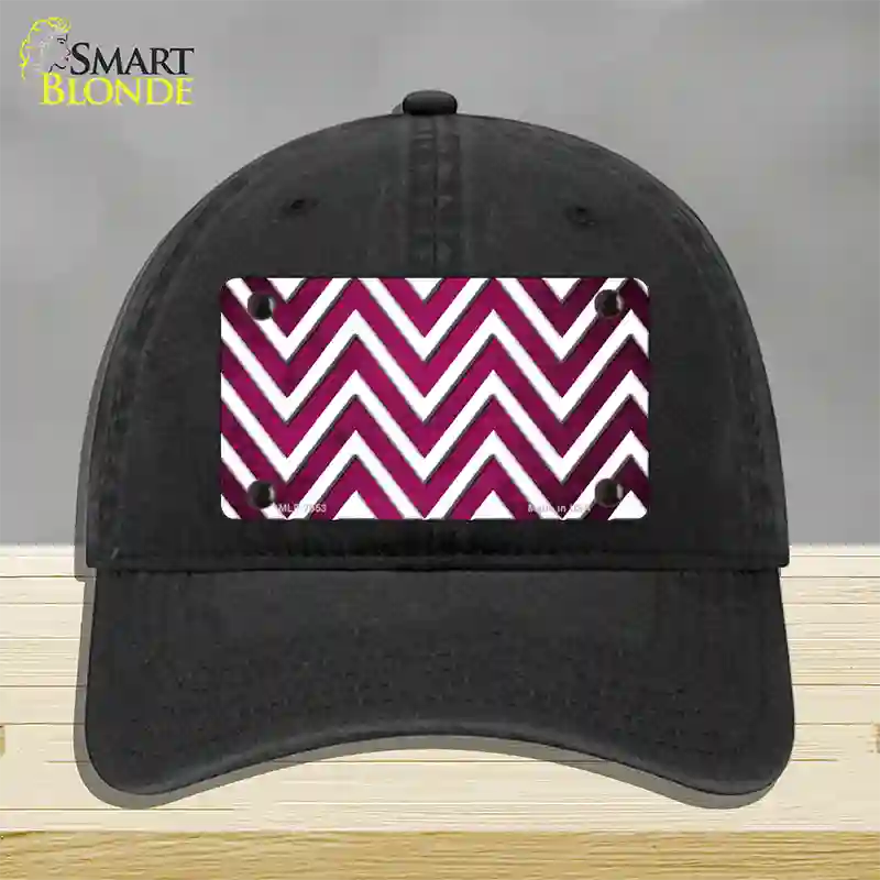 Pink White Chevron Oil Rubbed Novelty License Plate Hat Unconstructed Cotton / Black