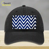 Blue White Chevron Oil Rubbed Novelty License Plate Hat Unconstructed Cotton / Black