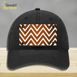 Orange White Chevron Oil Rubbed Novelty License Plate Hat Unconstructed Cotton / Black