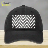 Gray White Chevron Oil Rubbed Novelty License Plate Hat Unconstructed Cotton / Black