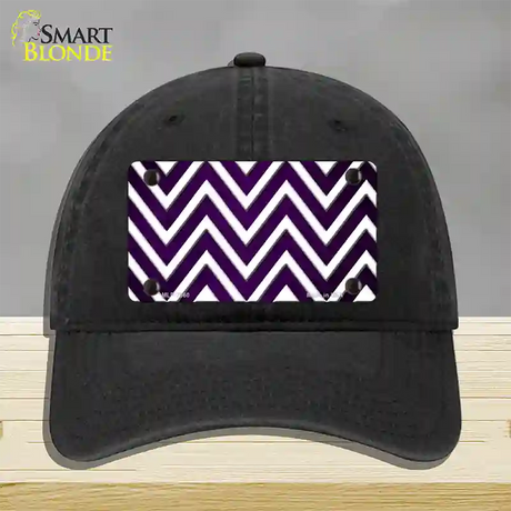 Purple White Chevron Oil Rubbed Novelty License Plate Hat Unconstructed Cotton / Black