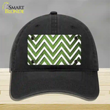 Lime Green White Chevron Oil Rubbed Novelty License Plate Hat Unconstructed Cotton / Black