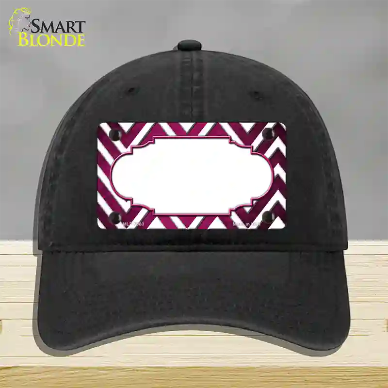 Pink White Chevron Scallop Oil Rubbed Novelty License Plate Hat Unconstructed Cotton / Black