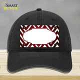 Red White Chevron Scallop Oil Rubbed Novelty License Plate Hat Unconstructed Cotton / Black