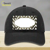 Gold White Chevron Scallop Oil Rubbed Novelty License Plate Hat Unconstructed Cotton / Black