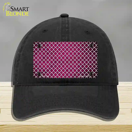 Pink White Quatrefoil Oil Rubbed Novelty License Plate Hat Unconstructed Cotton / Black