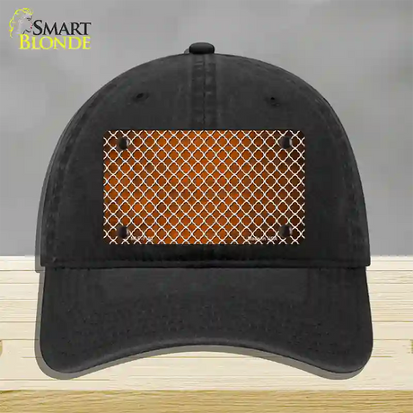 Orange White Quatrefoil Oil Rubbed Novelty License Plate Hat Unconstructed Cotton / Black