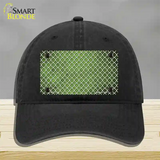 Lime Green White Quatrefoil Oil Rubbed Novelty License Plate Hat Unconstructed Cotton / Black