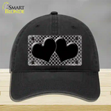 Black White Quatrefoil Hearts Oil Rubbed Novelty License Plate Hat Unconstructed Cotton / Black