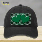 Green White Quatrefoil Hearts Oil Rubbed Novelty License Plate Hat Unconstructed Cotton / Black