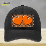 Orange White Quatrefoil Hearts Oil Rubbed Novelty License Plate Hat Unconstructed Cotton / Black