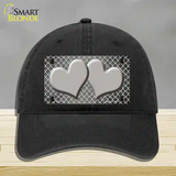 Gray White Quatrefoil Hearts Oil Rubbed Novelty License Plate Hat Unconstructed Cotton / Black