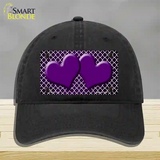 Purple White Quatrefoil Hearts Oil Rubbed Novelty License Plate Hat Unconstructed Cotton / Black