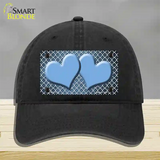 Light Blue White Quatrefoil Hearts Oil Rubbed Novelty License Plate Hat Unconstructed Cotton / Black