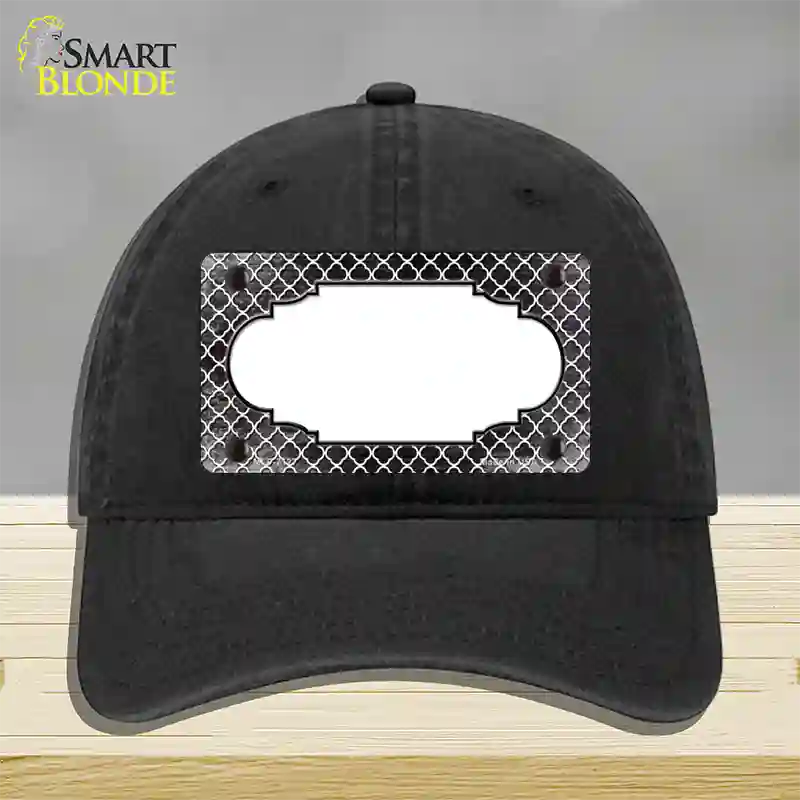 Black White Quatrefoil Scallop Oil Rubbed Novelty License Plate Hat Unconstructed Cotton / Black