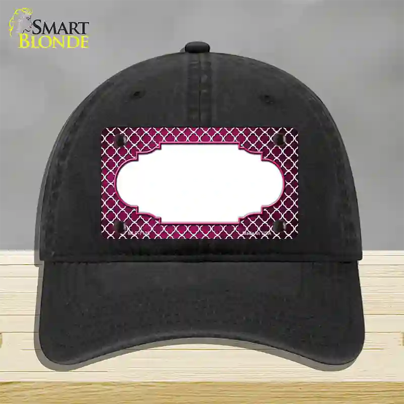 Pink White Quatrefoil Scallop Oil Rubbed Novelty License Plate Hat Unconstructed Cotton / Black