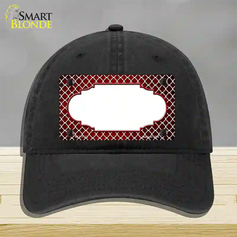 Red White Quatrefoil Scallop Oil Rubbed Novelty License Plate Hat Unconstructed Cotton / Black