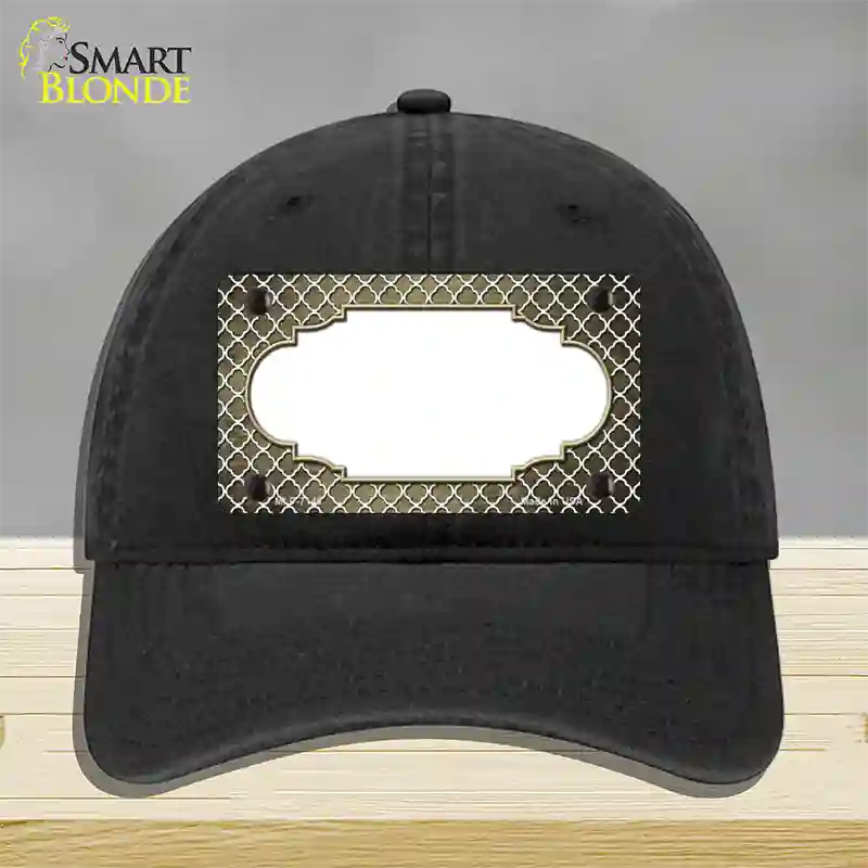 Gold White Quatrefoil Scallop Oil Rubbed Novelty License Plate Hat Unconstructed Cotton / Black