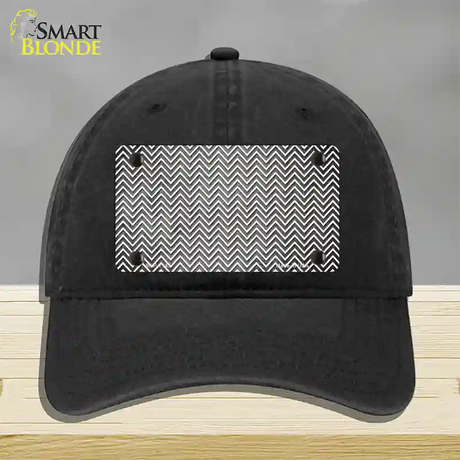 Gray White Small Chevron Oil Rubbed Novelty License Plate Hat Unconstructed Cotton / Black