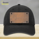 Orange White Small Chevron Oil Rubbed Novelty License Plate Hat Unconstructed Cotton / Black